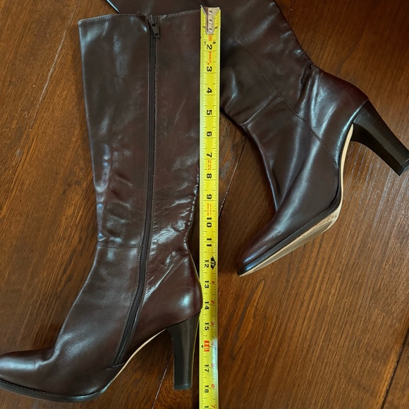 J. Crew Chocolate Brown Italian Leather Heeled Boots 7.5 - Picture 8 of 9